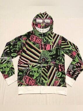VTG Volcom Highwear Smiles Full Zip Hoodie Graffiti Mask Y2K Skater Large